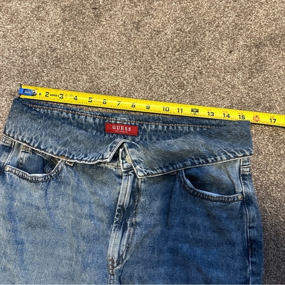 Guess Reda Fold Over High Waist Acid Wash Straight Leg Jeans Women’s Size 30 - Picture 15 of 16